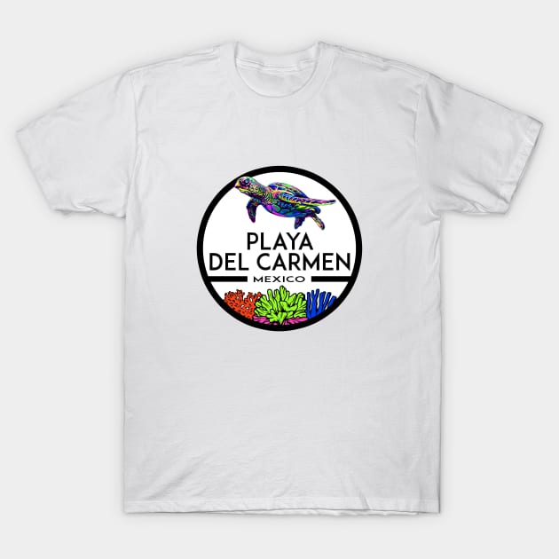 Playa Del Carmen Mexico Beach Sea Turtle T-Shirt by DD2019